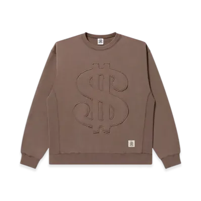 BlackEyePatch Dollar Sign Pigment Crew Neck "Brown"