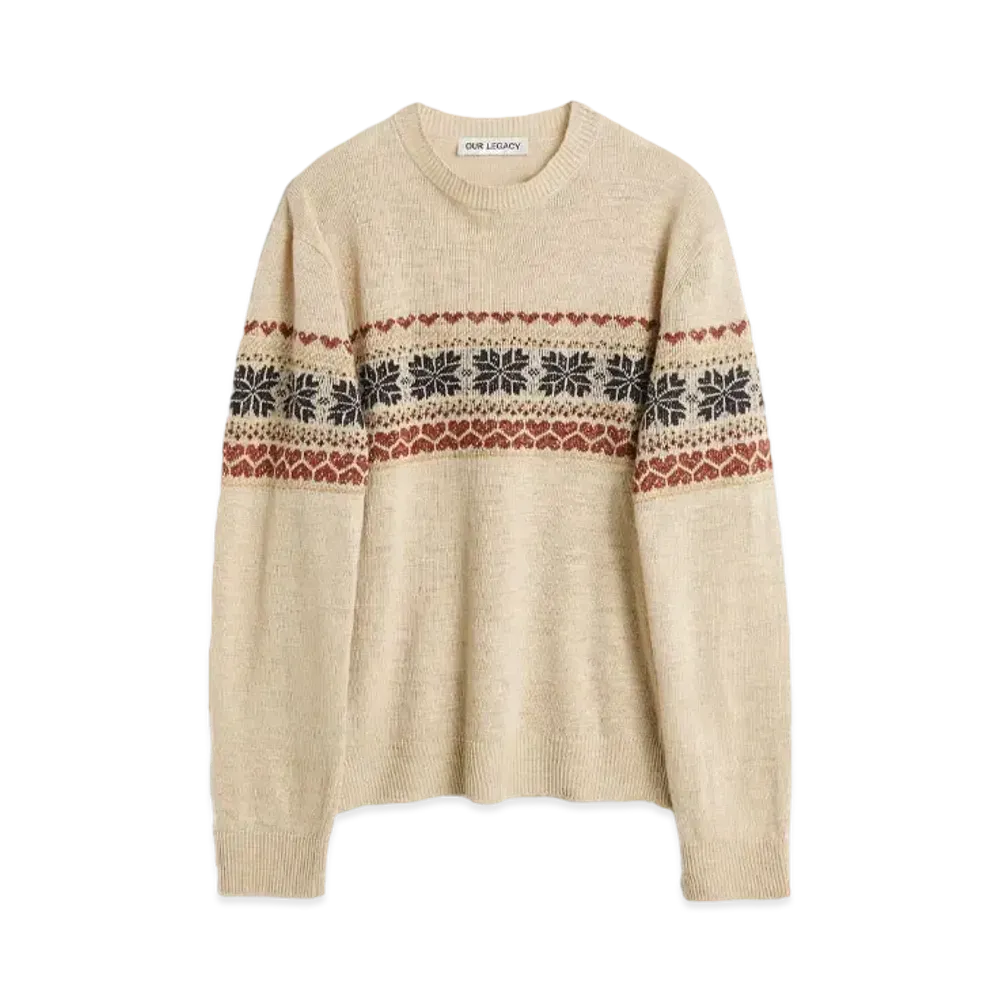 OUR LEGACY Base Roundneck Fairisle Hemp "Snow"
