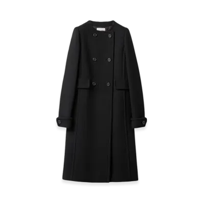 MIU MIU Women's Natte Toile Double-Breasted Coat "Black"