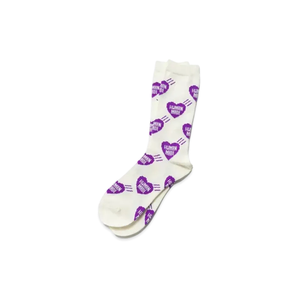 HUMAN MADE HEART PATTERN SOCKS "Purple"