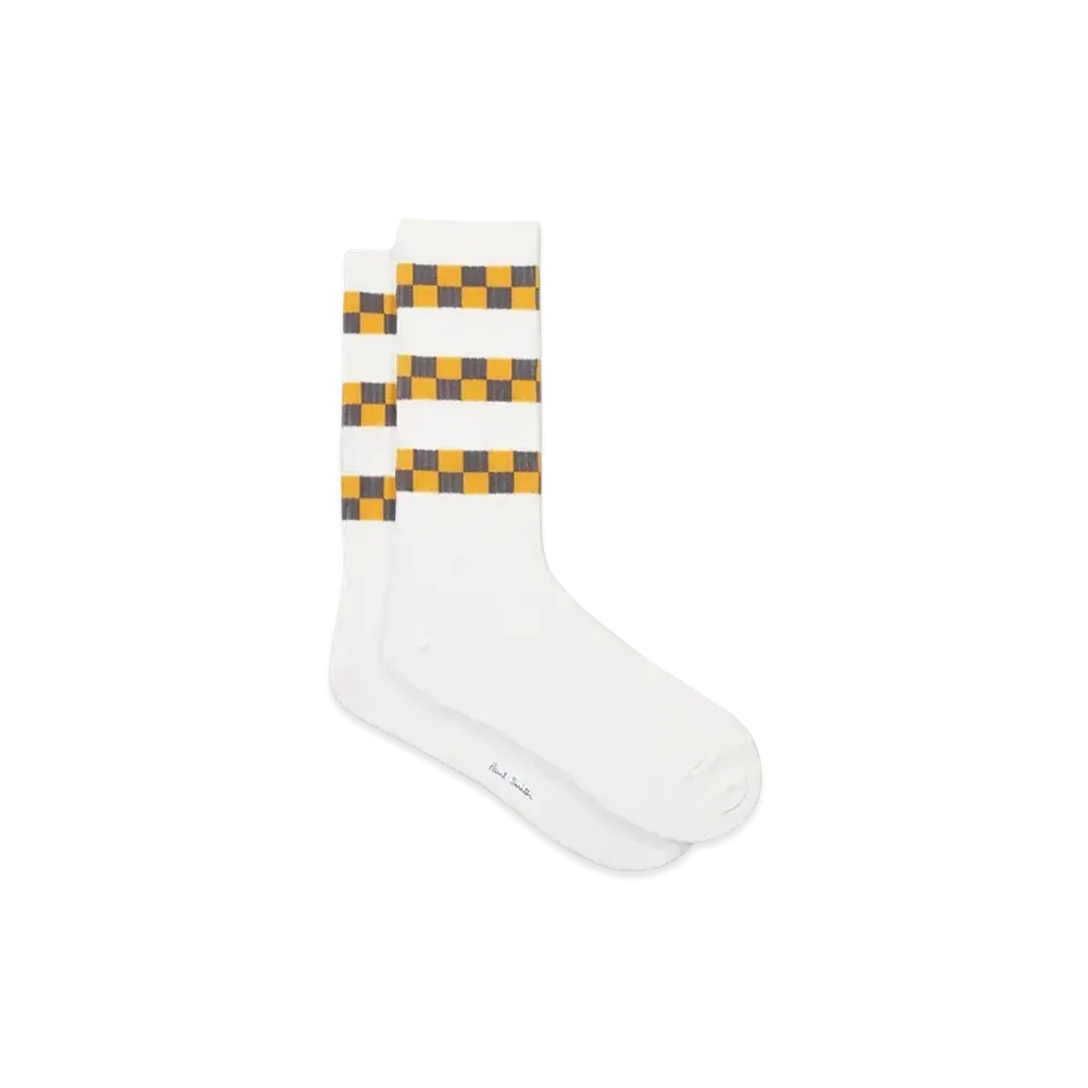 Paul Smith Checkered Rib Socks "White"