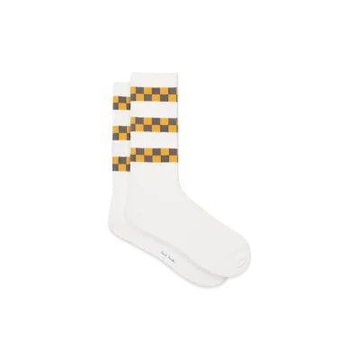 Paul Smith Checkered Rib Socks "White"