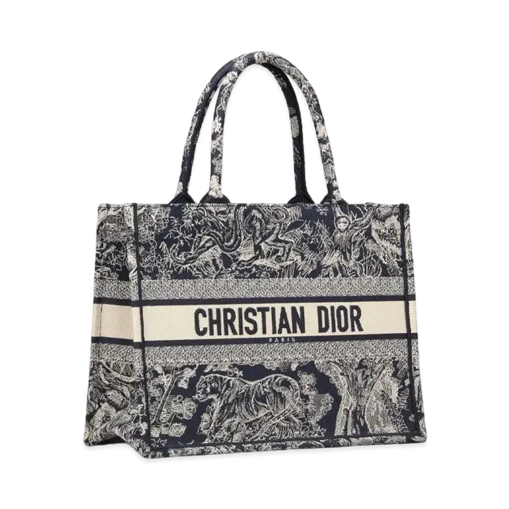 Dior Book Tote Small Bag Towal De Juy Reverse Embroidery "Navy"