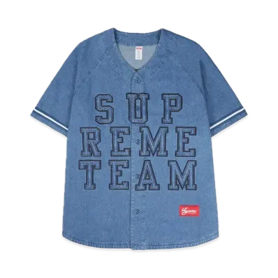 Supreme Denim Baseball Jersey "Blue"