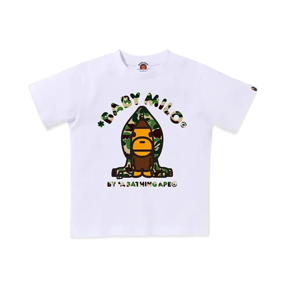 A BATHING APE ABC Camo Milo Hoodie Tee Kids "White/Green"