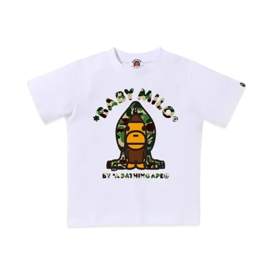 A BATHING APE ABC Camo Milo Hoodie Tee Kids "White/Green"