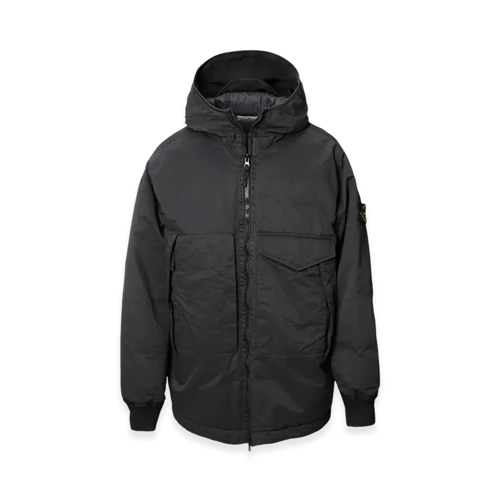 Stone Island Down Jacket 41421 Opaque Nylon Twill Down "Black"