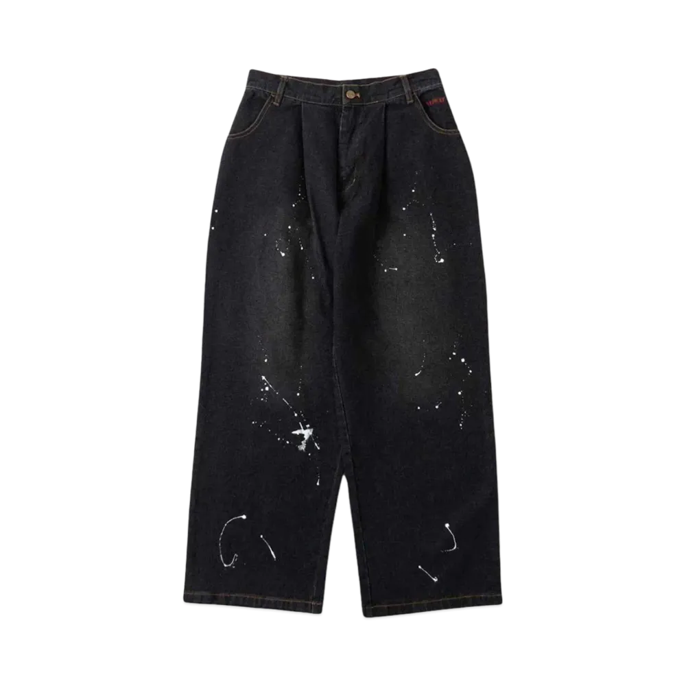 BADWAY paint denim pants "BLACK"