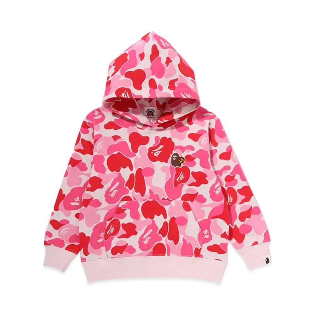 A BATHING APE Kids ABC Camo Ape & Milo One Point Pullover Hoodie "Pink"