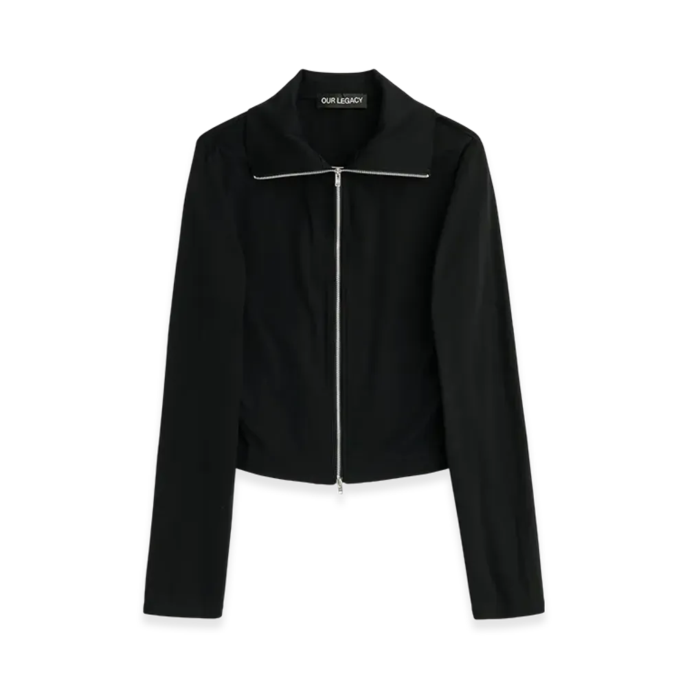 OUR LEGACY Slim Zip Longsleeve "Coal Essential Rib"