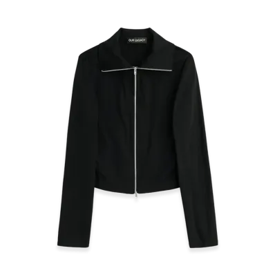 OUR LEGACY Slim Zip Longsleeve "Coal Essential Rib"