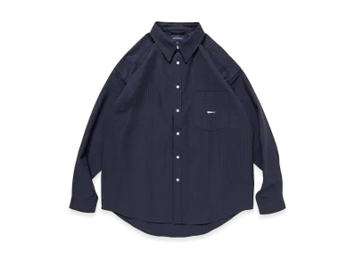 DESCENDANT Palm Herringbone LS Shirt "Navy"