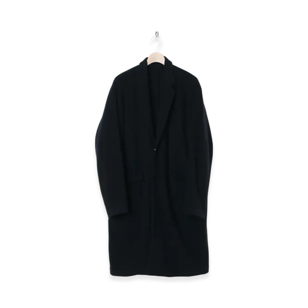 COMOLI Garment Dyed Cashmere Chesterfield Coat "Navy"