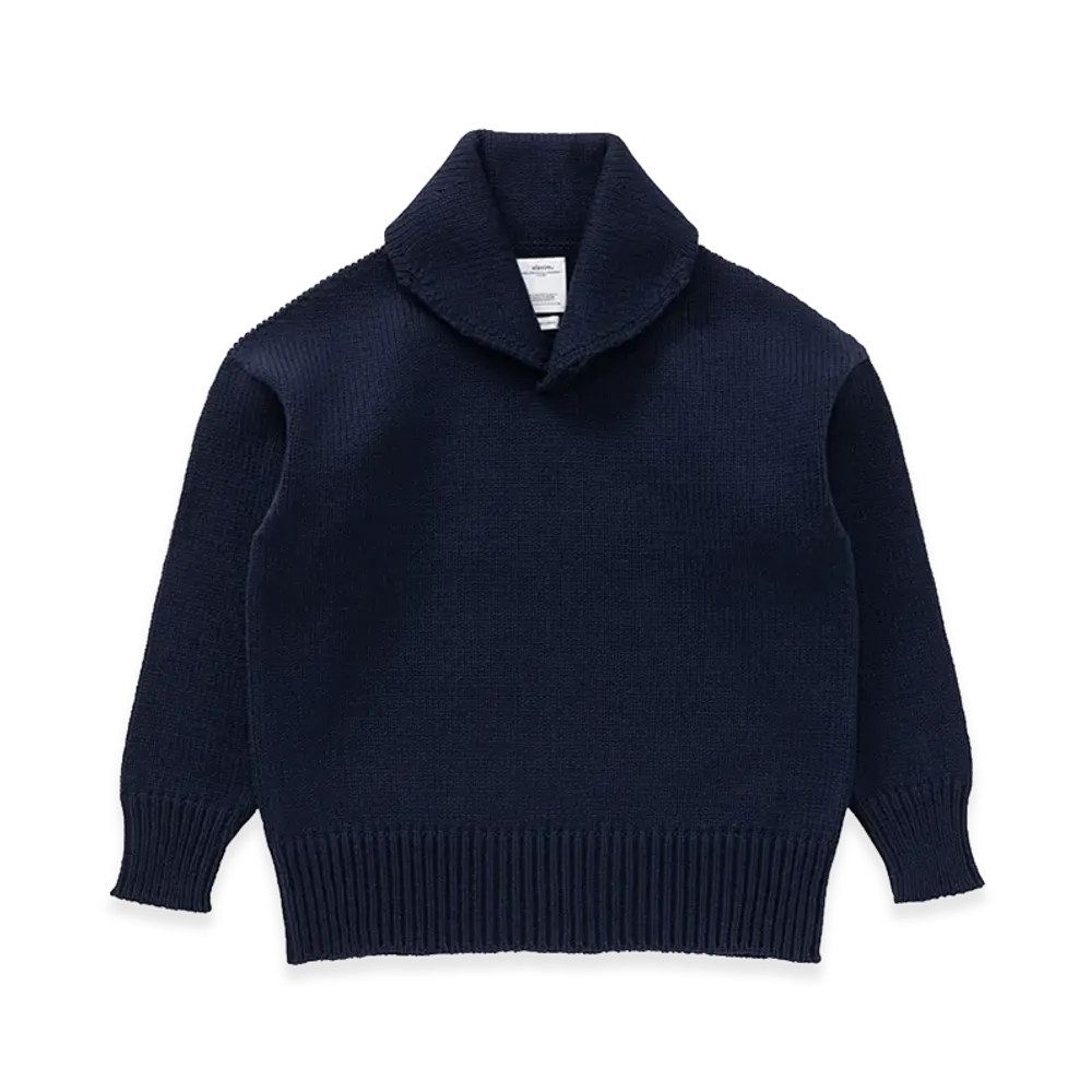 visvim Monte Shawl Collar Knit "Navy"