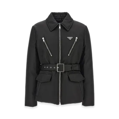 PRADA Women's Re-Nylon Zip Down Jacket "Black"