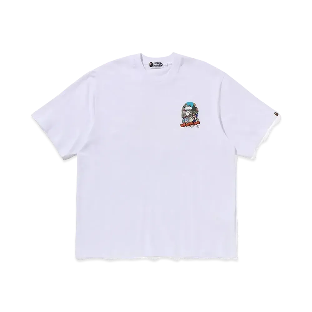 A BATHING APE Comic Art Ape Head Relaxed Fit Tee "White"