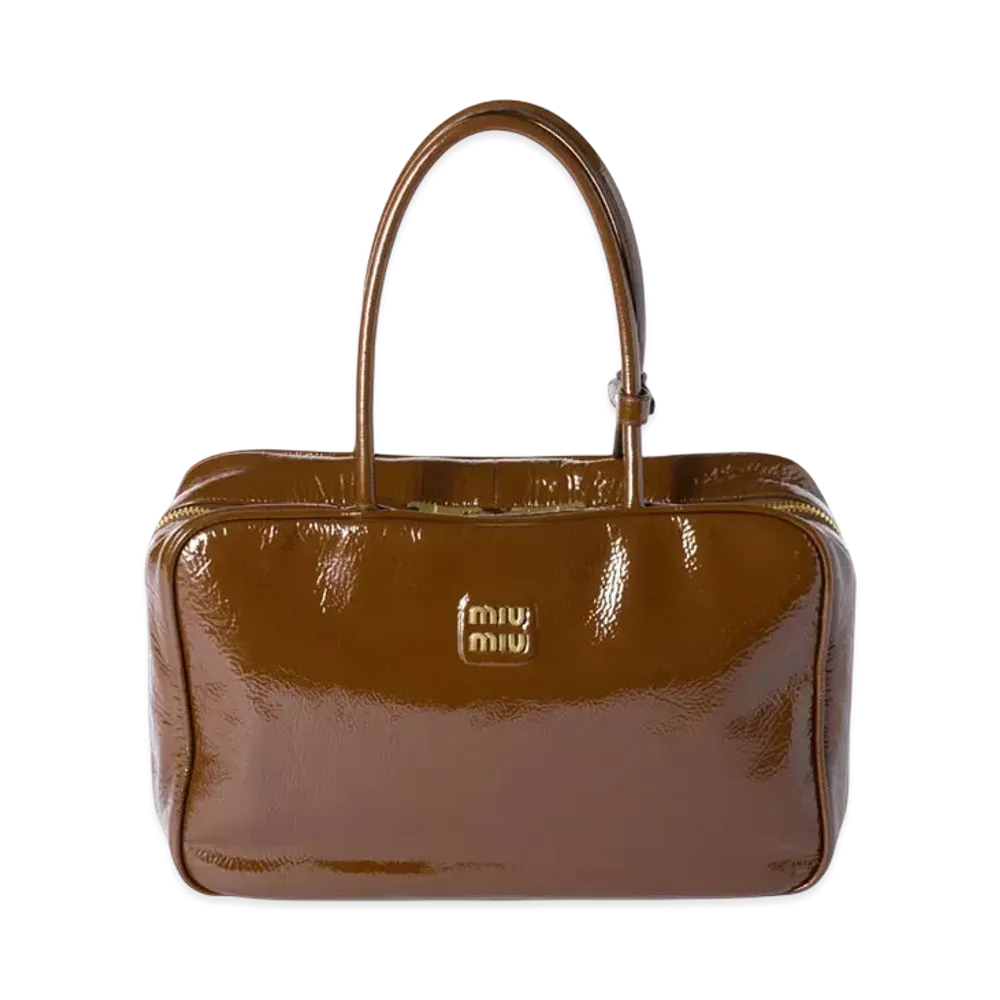 MIUMIU Beau Naplak Patent Leather Bag "Brown"