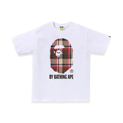 A BATHING APE Bape Check By Bathing Ape Tee "White/Red"
