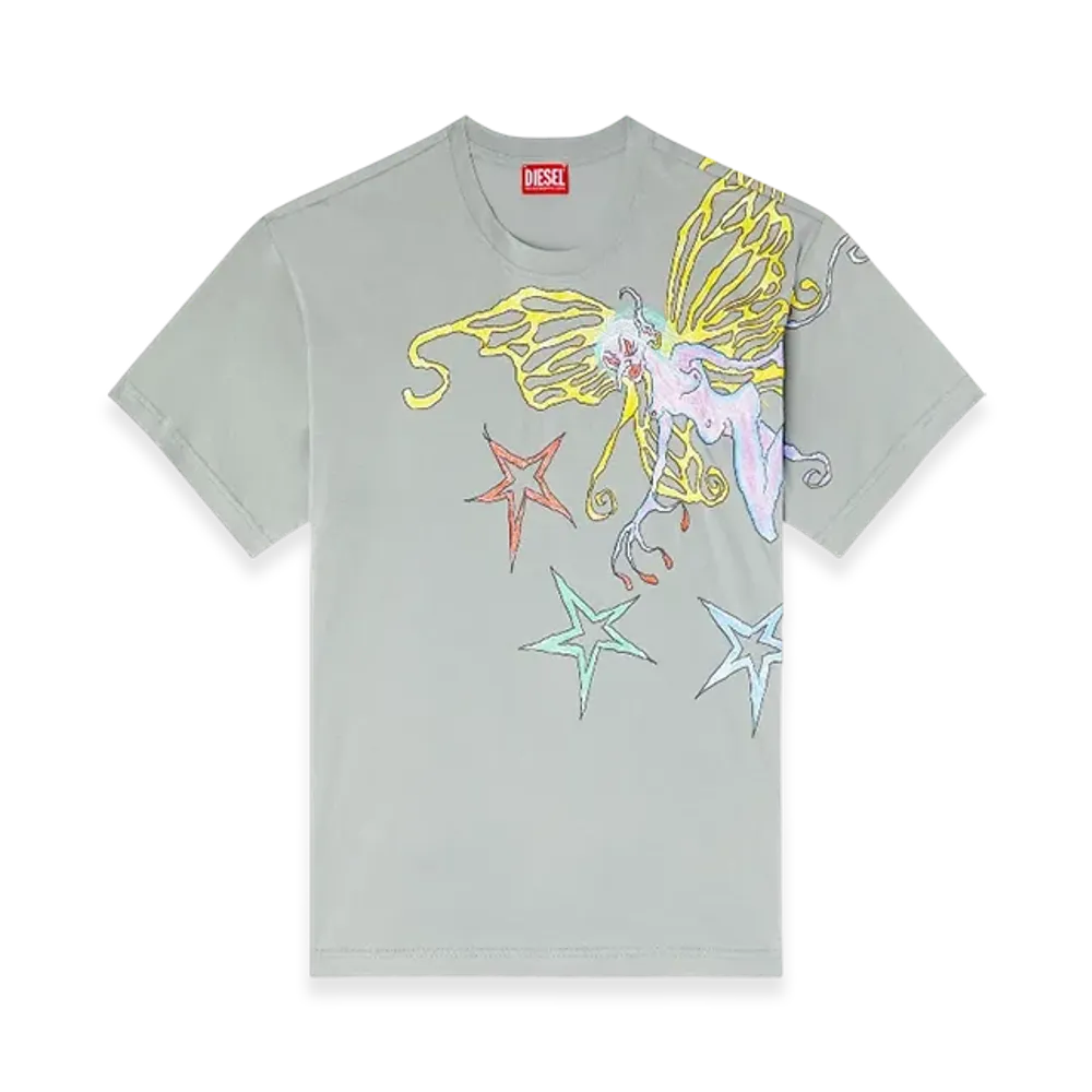 Diesel T-Buxt-Q1 T-Shirt With Graphic Print "Light Gray"