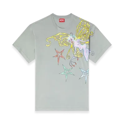 Diesel T-Buxt-Q1 T-Shirt With Graphic Print "Light Gray"