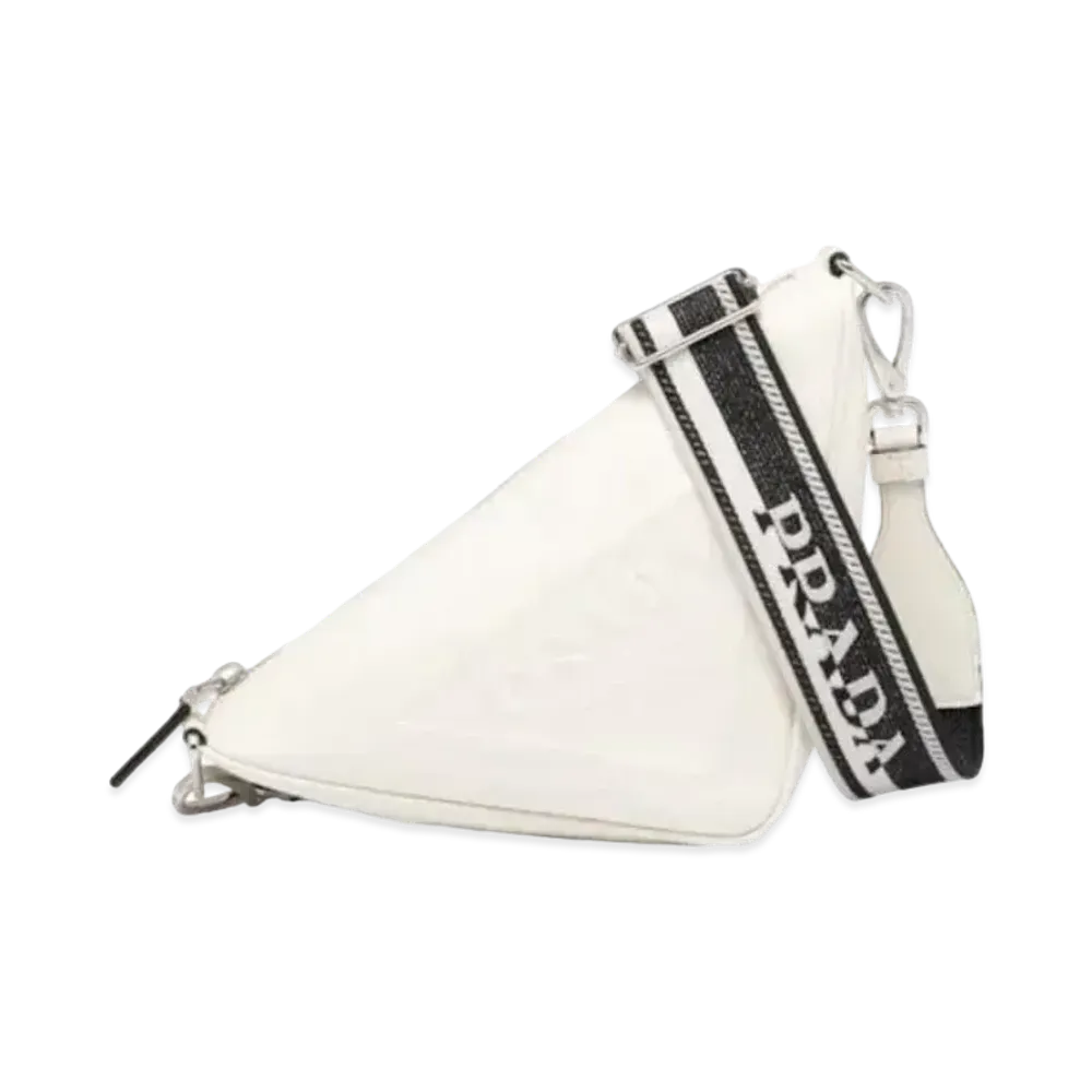 PRADA Triangle Saffiano Leather Bag "White"