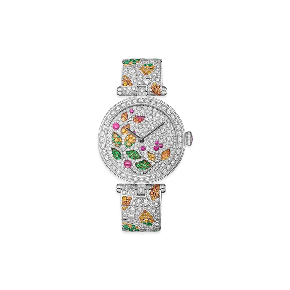 Van Cleef & Arpels Lady Jour des Fleurs watch "18K White gold/Sapphire/Spinel/Spessartite/Diamond/Tsavorite garnet"