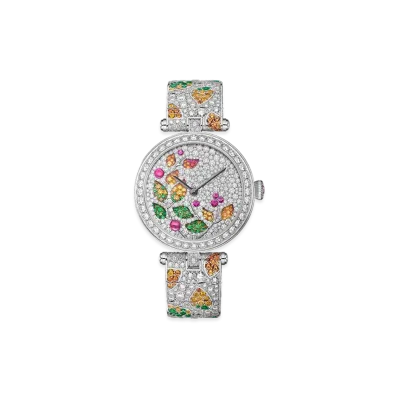 Van Cleef & Arpels Lady Jour des Fleurs watch "18K White gold/Sapphire/Spinel/Spessartite/Diamond/Tsavorite garnet"
