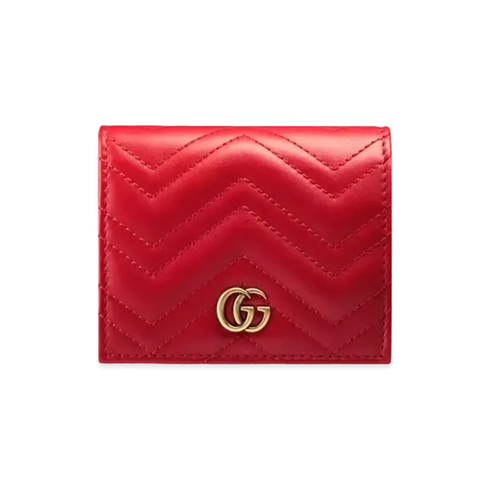 GUCCI GG Marmont Card Case Wallet "Hibiscus Red"