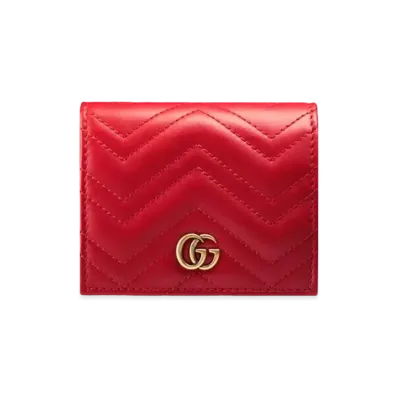 GUCCI GG Marmont Card Case Wallet "Hibiscus Red"