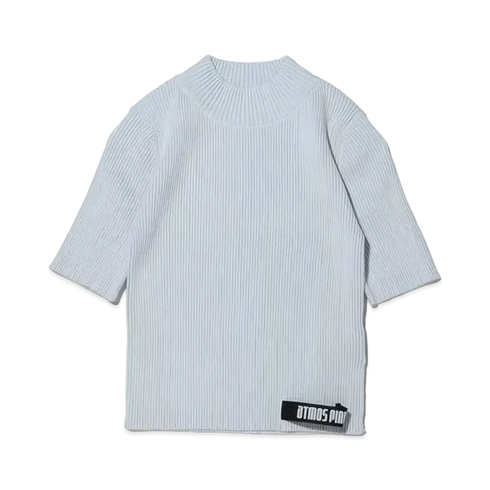 atmos pink High Neck Hansode Bicolor Rib Knit Tops "White"