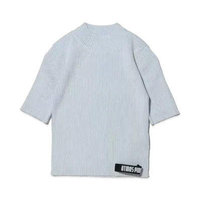 atmos pink High Neck Hansode Bicolor Rib Knit Tops "White"