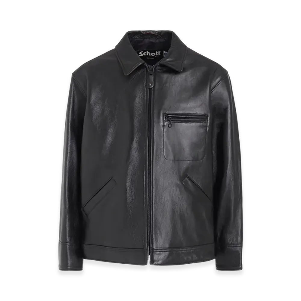 WILDSIDE YOHJI YAMAMOTO x Schott Leather Tracker Jacket "Black"