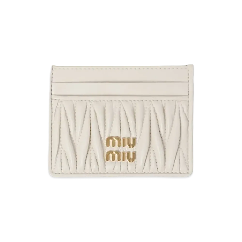 MIU MIU Matelasse Leather Card Case "White"