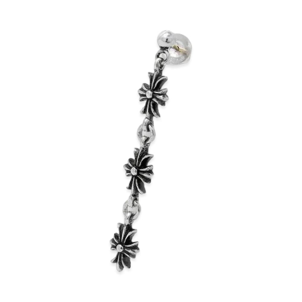 Chrome Hearts Tiny E Ch Plus Stud 3 Drop Earrings "Silver"