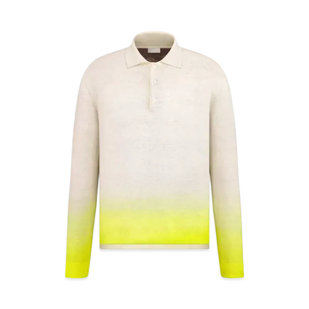 Dior x KAWS Long-Sleeved Polo Shirt Cotton Jacquard "White/Yellow"
