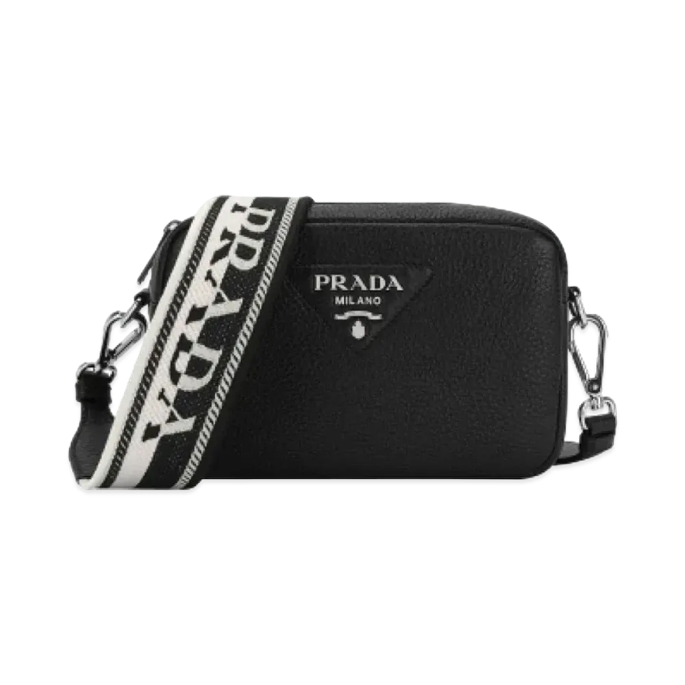 PRADA Leather Small Shoulder Bag with Soft Lines "Black"