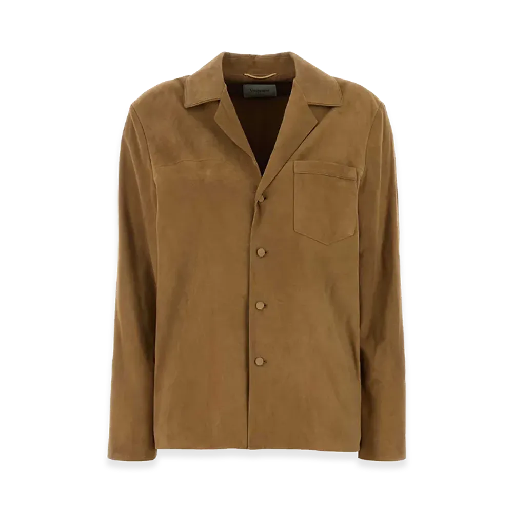 Saint Laurent Women's Beige Suede Jacket "Beige/Tan"