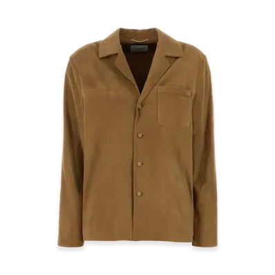 Saint Laurent Women's Beige Suede Jacket "Beige/Tan"