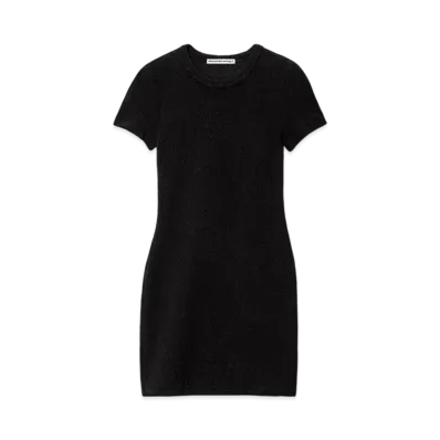 Alexander Wang Logo Jacquard Stretch Short Sleeve Mini Dress "Black"