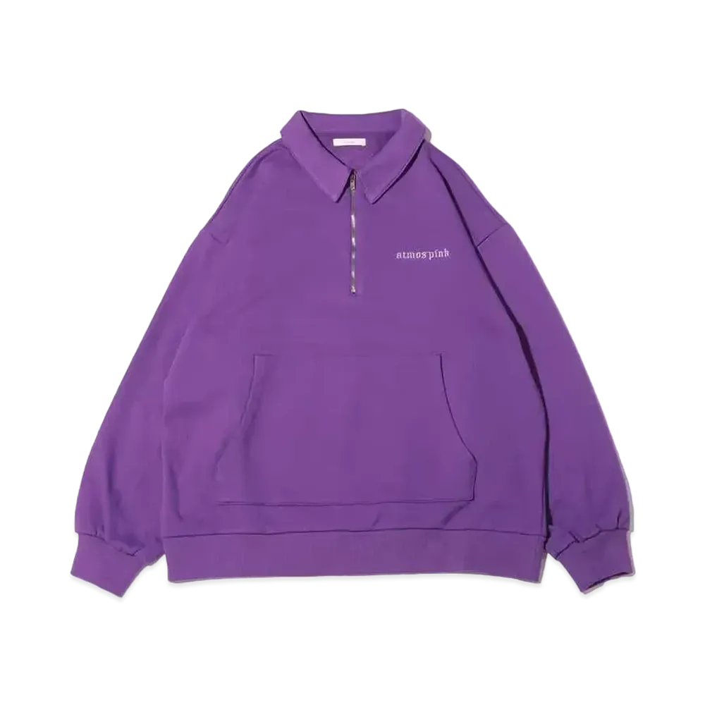atmos pink Logo Embroidery Half Zip Tops "Purple"