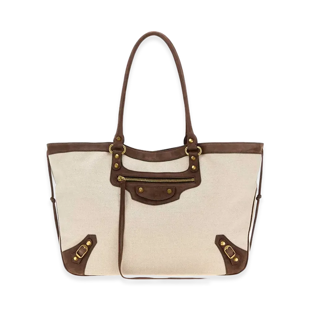 BALENCIAGA Women's Canvas Le City Shopping Bag "Sand Beige"