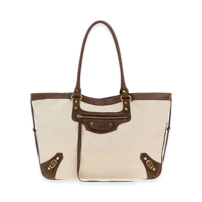 BALENCIAGA Women's Canvas Le City Shopping Bag "Sand Beige"