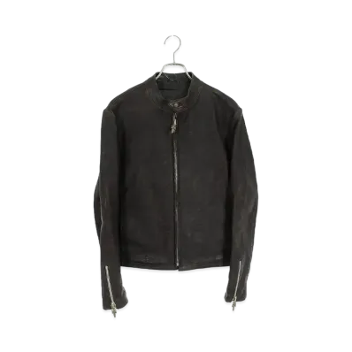 Chrome Hearts Racing 2 Dagger Zip Single Riders Leather Jacket "Dark Brown"