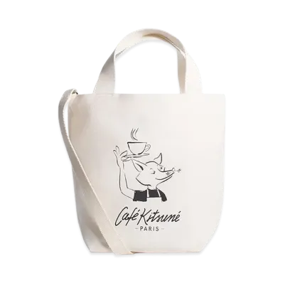 Maison Kitsune Cafe Kitsune Barista Fox Mini Tote Bag "Tapioca"