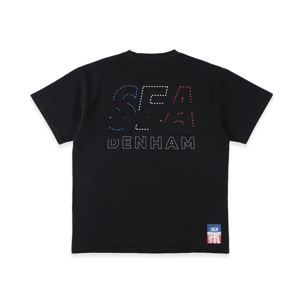 WIND AND SEA x DENHAM Stripe Pachwork Scissors Tee "Black"