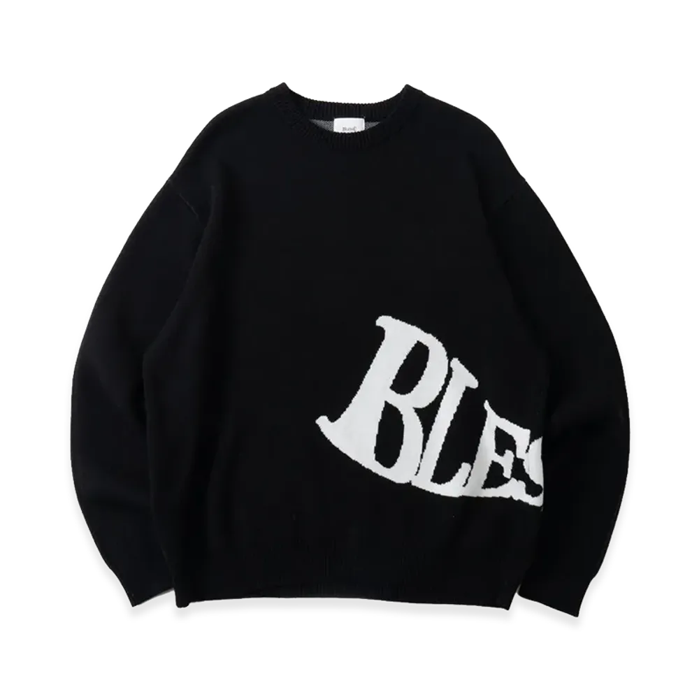 BLESS U Wave Logo Knit "Black"