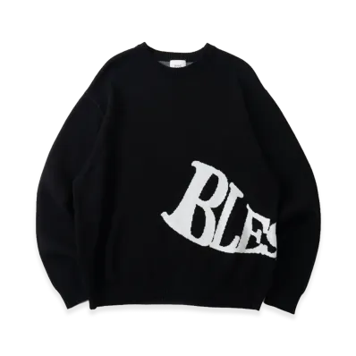 BLESS U Wave Logo Knit "Black"