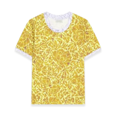 DRIES VAN NOTEN Women's Printed Contrast Tee "Lime"
