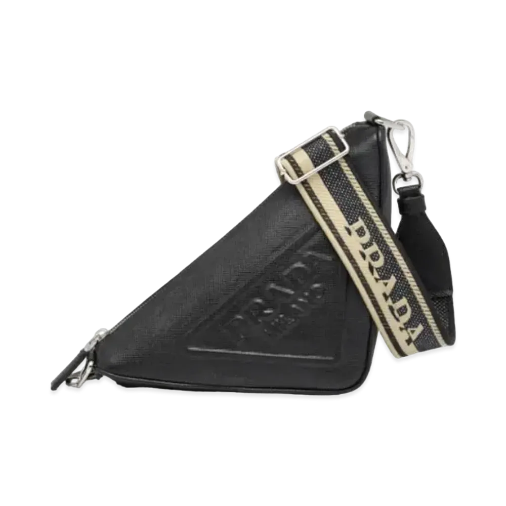 PRADA Triangle Saffiano Leather Bag "Black"