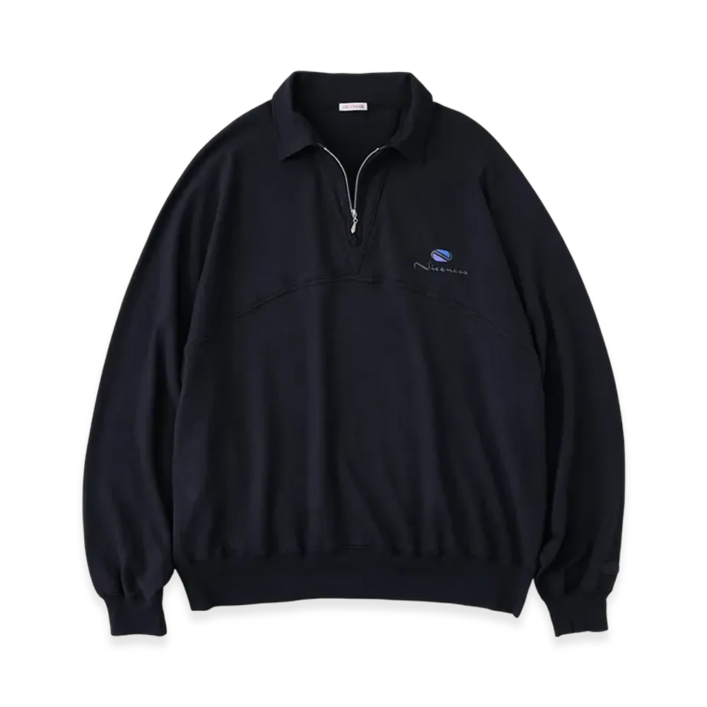 NICENESS R.Parada Lightweight Sweat Half-Zip Pullover "Black"